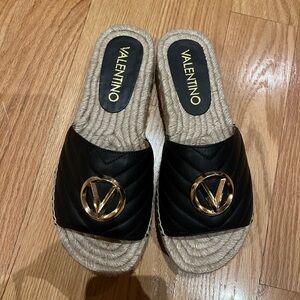 Valentino By Mario Valentino Clavel Leather Sandal, Black